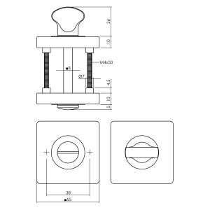 Bad/WC-Rosette Quadrat verdeckt 55x55x10mm Chrom/Nickel Matt | hanse-Griff.de