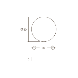 Bad/WC-Rosette rund Ø50x5mm mit Stift 8x8mm Altgrau | Intersteel-17062