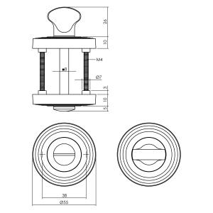 Bad/WC-Rosette verdeckt Ø55x10mm mit Rillen Altgrau | Intersteel-17064