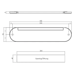 Briefeinwurf Zugluftschutz Oval 342x78mm mit Klappe Chrom matt (0017.401500) | hanse-Griff.de