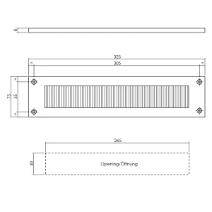 Briefeinwurf Zugluftschutz rechteckig 325x75mm Chrom matt (0017.401503) | hanse-Griff.de