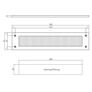 Briefeinwurf mit Zugluftschutz rechteckig 340x76mm gebürsteter Edelstahl (0035.401501) | hanse-Griff.de