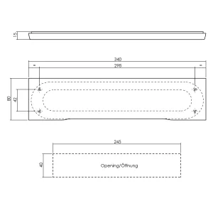 Briefeinwurf mit Zugluftschutz rechteckig 340x80mm verdeckt gebürsteter Edelstahl (0035.401511) | hanse-Griff.de