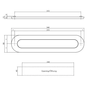 Briefeinwurf oval 340x80mm mit gefederter Klappe innen drehend gebürsteter Edelstahl (0035.400007) | hanse-Griff.de