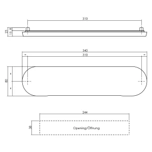 Briefeinwurf oval 340x80mm verdeckt gebürsteter Edelstahl (0035.400060) | hanse-Griff.de