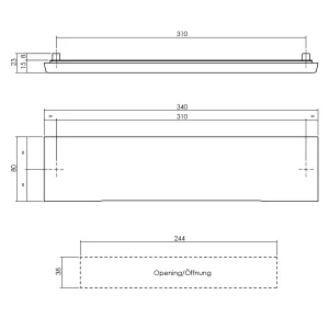 Briefeinwurf rechteckig 340x80mm verdeckt gebürsteter Edelstahl (0035.400061) | hanse-Griff.de