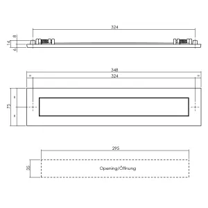 Briefeinwurf rechteckig 348x50mm mit gefederter Klappe nach innen drehend Messing lackiert (0013.400004) | hanse-Griff.de