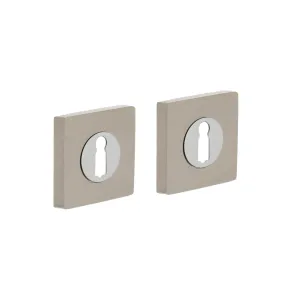 Buntbart Rosette Quadrat verdeckt 55x55x10mm Chrom/Nickel Matt | hanse-Griff.de