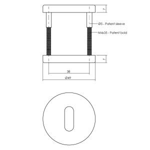 Buntbart Rosette rund Ø49x7mm Anthrazitgrau | Intersteel