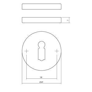 Buntbart-Rosette rund Ø 49x7mm Chrom matt | Intersteel