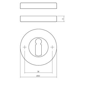 Buntbart-Rosette rund Ø 50x8mm Chrom | Intersteel