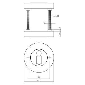 Buntbart-Rosette rund Ø52x10mm Chrom/Nickel matt | Intersteel