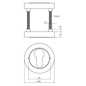 Buntbart-Rosette rund Ø52x10mm Chrom/Nickel matt | hanse-Griff.de