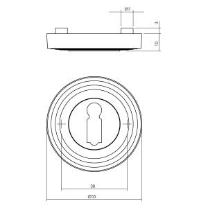 Buntbart-Rosette verdeckt Ø55x10mm mit Rillen Altgrau | Intersteel