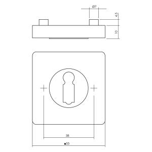 Buntbart-Rosette verdeckt quadratisch 55x55x10mm Weiss | Intersteel