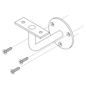 Handlaufhalter Gebogen mit hohlem Sattel und Schraublöchern gebürsteter Edelstahl (0035.730060) | hanse-Griff.de