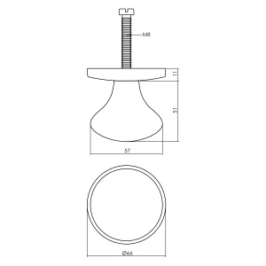 Haustürknauf Pilz Ø57mm auf Unterlegplatte Messing lackiert (0013.393030) | hanse-Griff.de