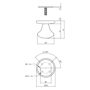 Haustürknauf Pilz Ø58mm mit Unterlegplatte gebürsteter Edelstahl (0035.393030) | hanse-Griff.de