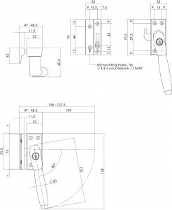 Fensterverriegelung Ton 400 SKG1 rechts abschließbar Nickel matt / Ebenholz (0019.661652A) | hanse-Griff.de