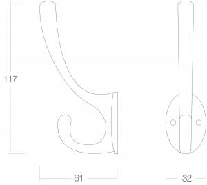 Garderobenhaken Oval Messing lackiert (0013.692620) | hanse-Griff.de