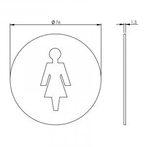 Hinweisschild Damen WC rund Ø76mm selbstklebend gebürsteter Edelstahl (0035.460081) | hanse-Griff.de