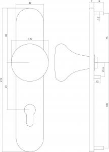 Knauf auf Schild mit Profilzylinder-Lochung 72 mm Edelstahl gebürstet (0035.269736) | hanse-Griff.de