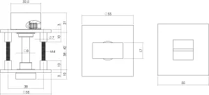 Bad/WC Rosette quadratisch 55x55x3mm Edelstahl gebürstet (0035.342460) | hanse-Griff.de