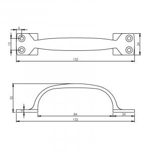 Möbelgriff auf Vierkantfuss 130mm Nickel (0018.561600) | hanse-Griff.de