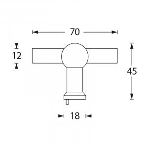 Möbelknauf T-Form gerade 22mm Edelstahl gebürstet (0035.851072) | hanse-Griff.de