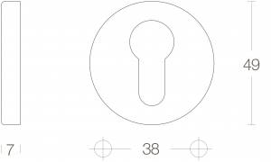 Profilzylinder Rosette rund Ø49x7mm Messing unlackiert (0010.318617) | hanse-Griff.de