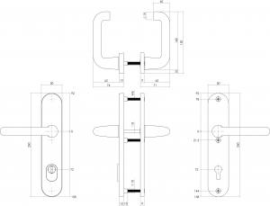 Sicherheitsbeschlag SKG3 oval 250x50mm Profilzylinder Lochung mit Kernziehschutz Aluminium (0082.379736) | hanse-Griff.de