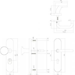 Sicherheitsbeschlag SKG3 Griff/Klinke Profilzylinder 92mm und Kernziehschutz Messing lackiert (0013.382049) | hanse-Griff.de