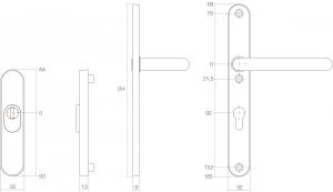 Sicherheitsbeschlag SKG3 Profilzylinder 92mm Rosette und Kernziehschutz mit Schild Edelstahl (0035.398349) | hanse-Griff.de