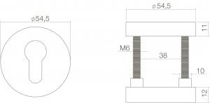 Profilzylinder Sicherheitsrosette SKG3 rund Ø55x12mm Altgrau (0021.375060) | hanse-Griff.de