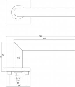 Türklinke 90° eckige Rosette Buntbart Schlüsselloch gebürsteter Edelstahl | Intersteel