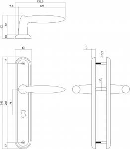 Türgriff Elen auf Langschild mit Bad/WC Verriegelung 78 mm Chrom / Nickel matt (0016.168269) | hanse-Griff.de