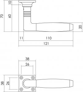 Türklinke Ton Basic mit quadrtischer Rosette Nickel matt | Intersteel