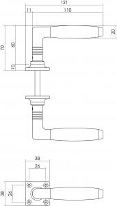 Türklinke Ton Basic auf quadratischer Rosette Nickel/Ebenholz (0018.037802) | hanse-Griff.de