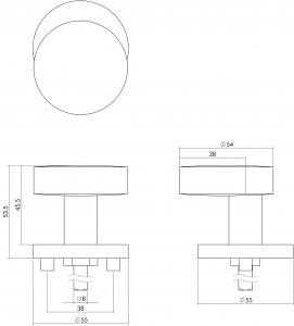 Haustürknauf flach runde Rosette Ø55x8mm gebürsteter Edelstahl (0035.218630) | hanse-Griff.de