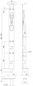 Kantenriegel 600 mm gebürsteter Edelstahl (0035.452026) | hanse-Griff.de