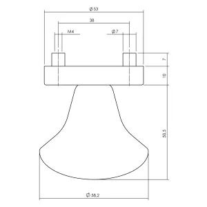 Knauf Pilz fest auf Rosette Ø53x10mm verdeckt mit Stütznocken gebürsteter Edelstahl | hanse-Griff.de