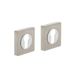 Profilzylinder Rosette Quadrat verdeckt 55x55x10mm Chrom/Nickel matt | hanse-Griff.de