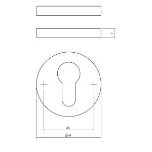 Profilzylinder-Rosette rund Ø 49x7mm Chrom matt | Intersteel