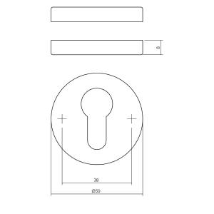 Profilzylinder-Rosette rund Ø 50x8mm Chrom | Intersteel