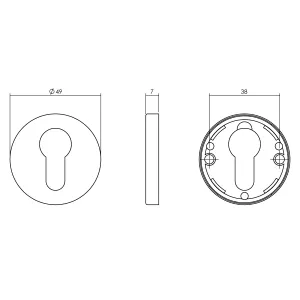 Profilzylinder Rosette rund verdeckt Ø49x7mm Chrom | Intersteel