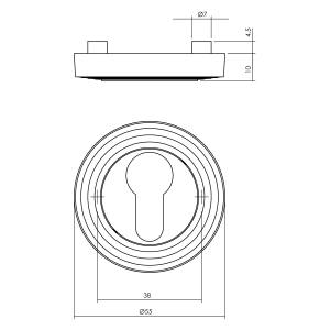 Profilzylinder Rosette verdeckt Ø55x10mm mit Rillen Altgrau | Intersteel-17065