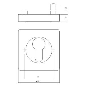 Profilzylinder-Rosette verdeckt quadratisch 55x55x10mm Weiss | hanse-Griff.de