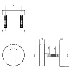 Profilzylinder Sicherheitsrosette SKG3 rund Ø55x12mm Edelstahl gebürstet (0035.375261) | hanse-Griff.de