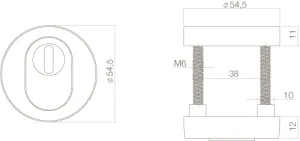 Profilzylinder Sicherheitsrosette SKG3 rund Ø55x12mm mit Kernziehschutz Messing lackiert (0013.375100) | hanse-Griff.de