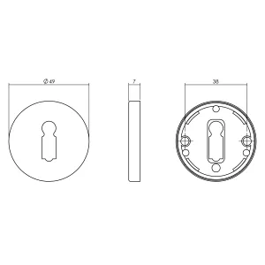 Buntbart Rosette rund Ø49x7mm Messing unlackiert (0010.318616) | hanse-Griff.de